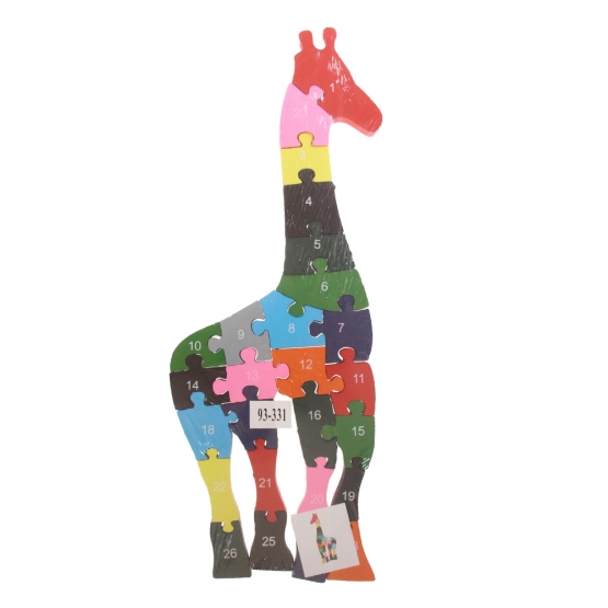 Vzdělávací drevené puzzle žirafa var.2
