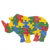 Vzdělávací drevené puzzle nosorožec