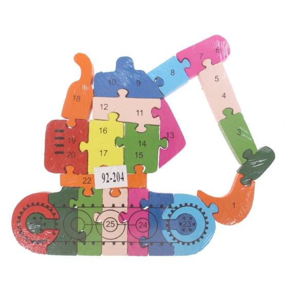 Vzdělávací drevené puzzle bager var.1