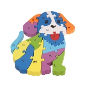 Vzdelávacie drevené puzzle psík