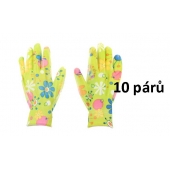 Záhradné rukavice zelené s kvietkami 10ks