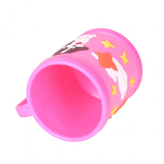 Hrnček detský plastový (ružový s psíkom a méďou)