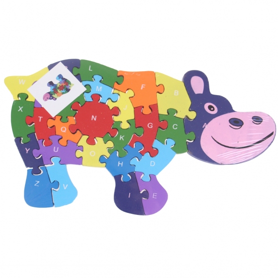 Vzdělávací drevené puzzle hroch