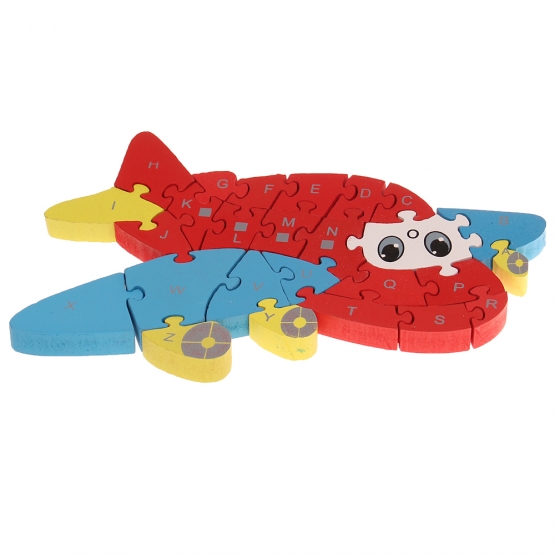 Vzdělávací drevené puzzle lietadlo