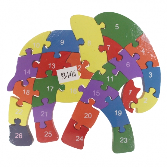 Vzdělávací drevené puzzle slon var.6