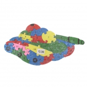Vzdělávací drevené puzzle tank