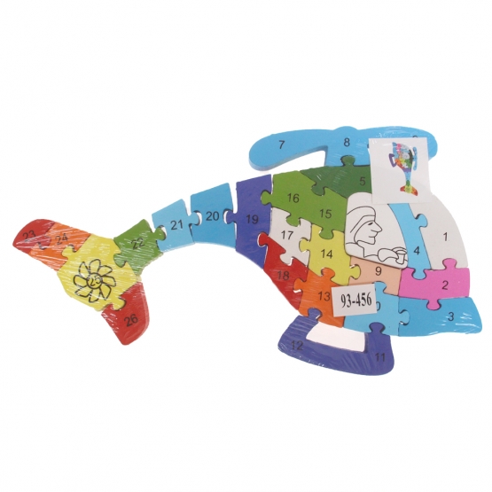 Vzdělávací drevené puzzle vrtuľník