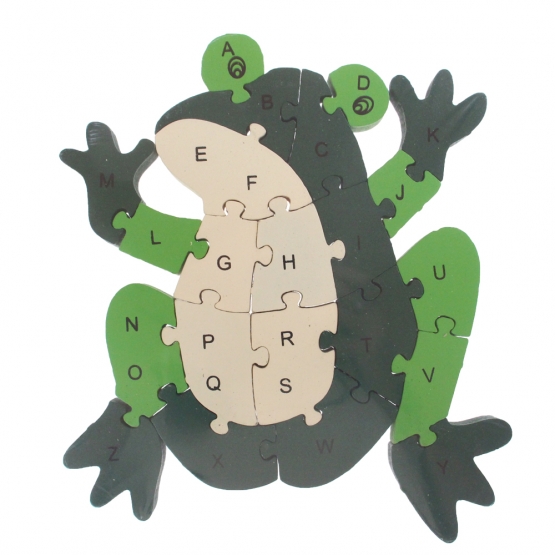 Vzdělávací drevené puzzle žaba