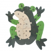 Vzdělávací drevené puzzle žaba