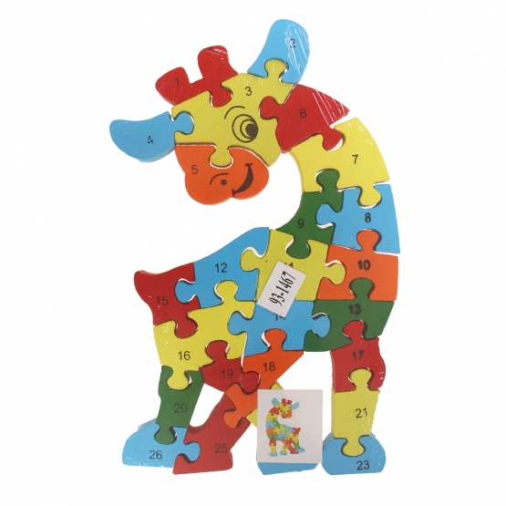 Vzdělávací drevené puzzle žirafa var.6