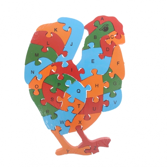 Vzdělávací drevené puzzle kohút
