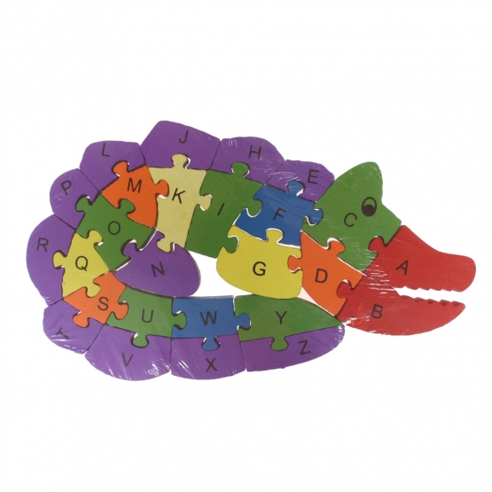 Vzdělávací drevené puzzle krokodíl var.2