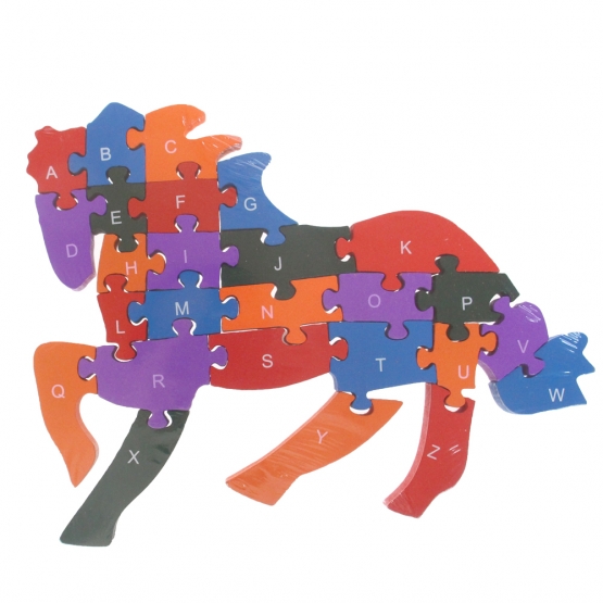 Vzdělávací drevené puzzle kôň var.1