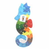 Vzdělávací drevené puzzle morský kôň