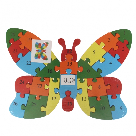 Vzdělávací drevené puzzle motýľ var.4