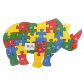 Vzdělávací drevené puzzle nosorožec
