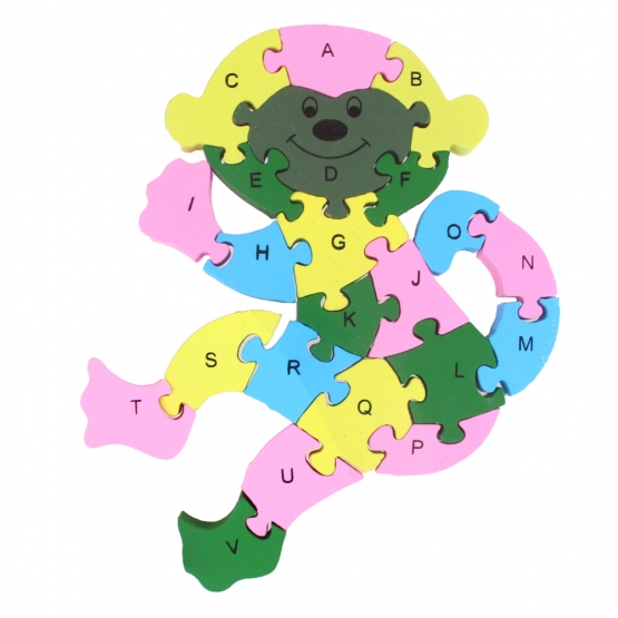 Vzdělávací drevené puzzle opice