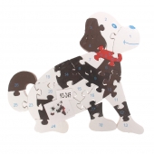Vzdělávací drevené puzzle pes čiernobiely
