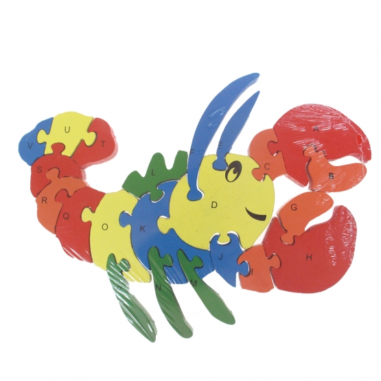 Vzdělávací drevené puzzle rak