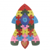 Vzdělávací drevené puzzle raketa