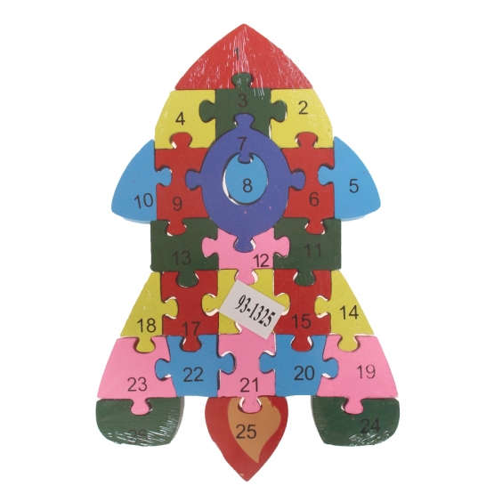 Vzdělávací drevené puzzle raketa