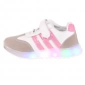 Detské tenisky svietiace so špičkou pruhy ružové