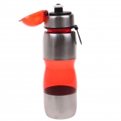 Fľaša na pitie s plastovým náustkom červená