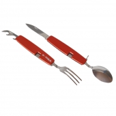 Rozkladací multifunkčný kempingový príbor B-SQUL červený