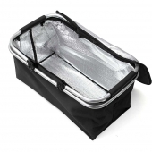 Termo skladací nákupný košík s vekom čierny