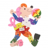 Vzdělávací drevené puzzle psík s loptou