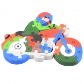 Vzdělávací drevené puzzle motorka