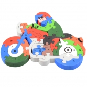 Vzdělávací drevené puzzle motorka