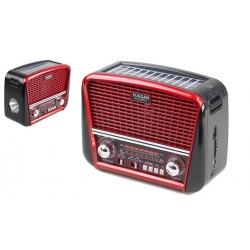Prenosné 3pásmové solárne rádio červené YUEGAN