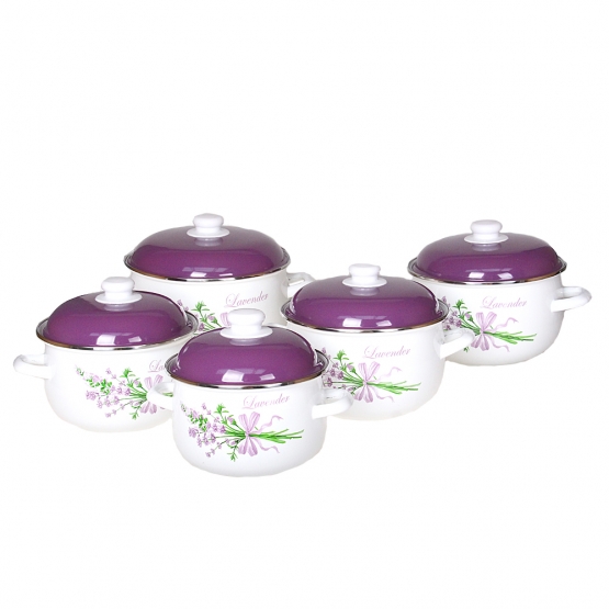 10-dielna sada smaltovaných hrncov levandule