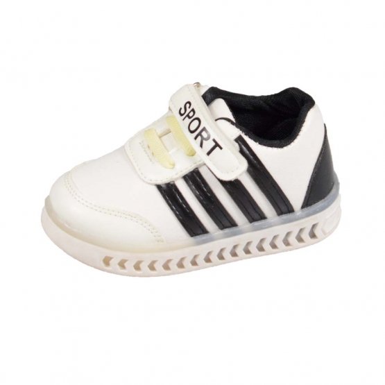 Detské tenisky svietiace bieločierne 