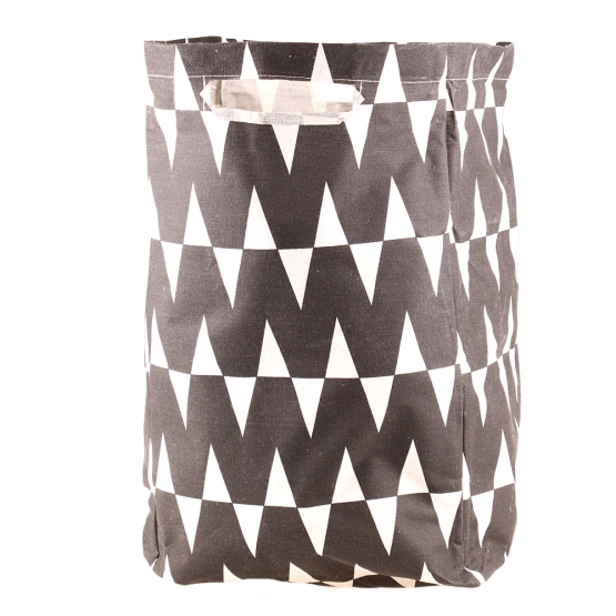 Plátený kôš na bielizeň so stojanom čierny abstrakt