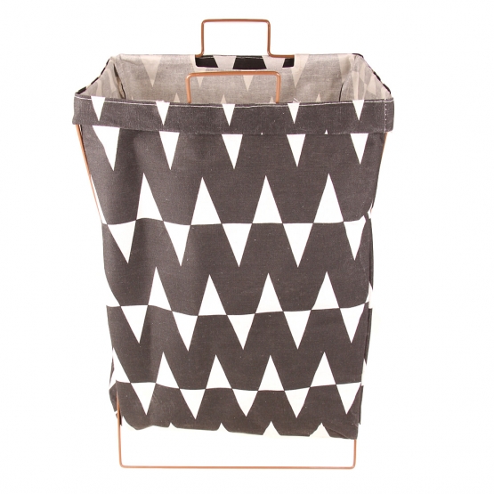 Plátený kôš na bielizeň so stojanom čierny abstrakt
