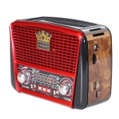 Prenosné 3pásmové solárne rádio hnedo-červené KORUNA