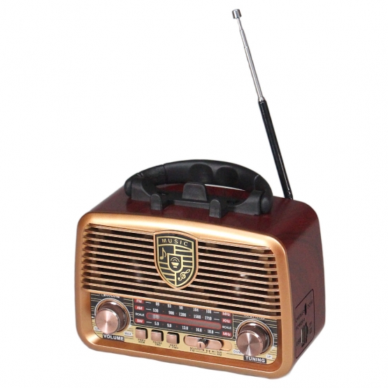 Prenosné 3pásmové solárne rádio GOLON zlaté