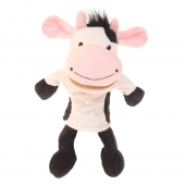 Plyšový maňuška s nohami na ruku kravička