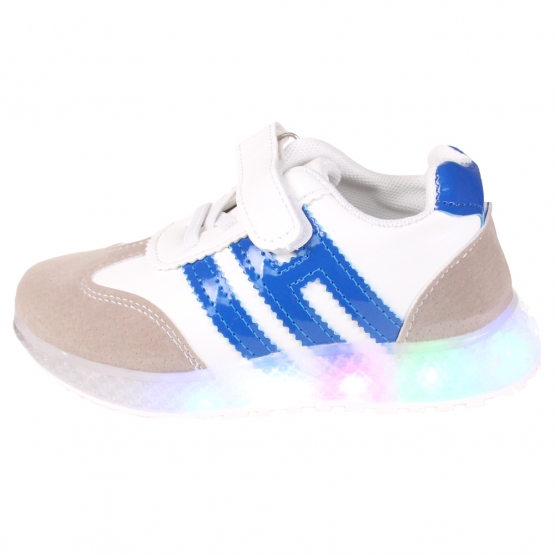 Detské tenisky svietiace so špičkou pruhy modré