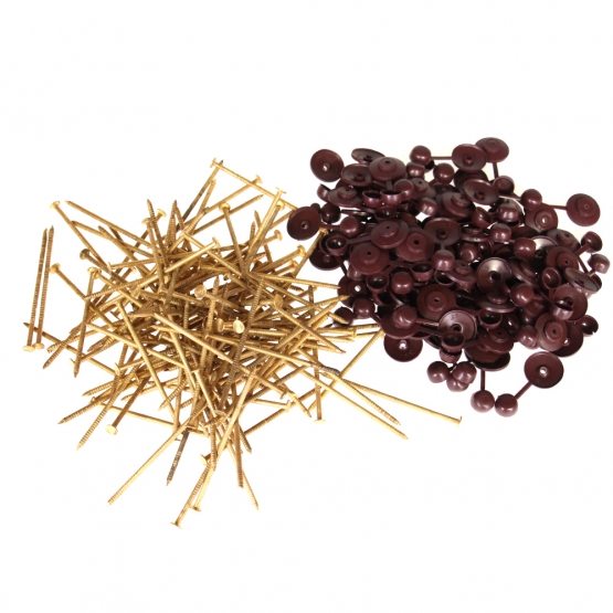 400 ks pozinkovaných klincov a plastových podložiek s viečkom var.1