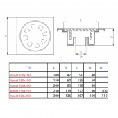Podlahový vpust 200x200x115 mm