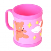 Hrnček detský plastový (ružový s psíkom a méďou)