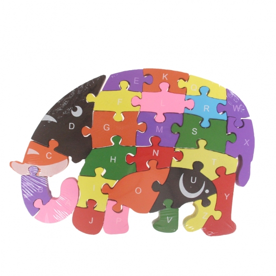 Vzdělávací drevené puzzle slon var.5