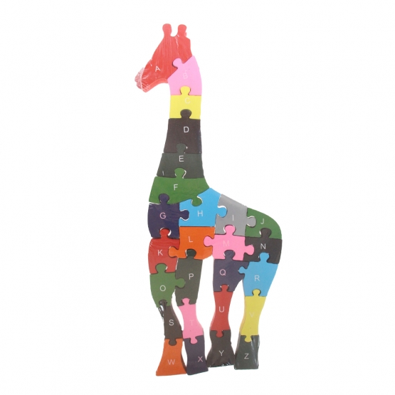 Vzdělávací drevené puzzle žirafa var.2