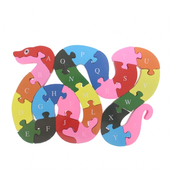 Vzdělávací drevené puzzle had var.1