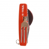 Rozkladací multifunkčný kempingový príbor B-SQUL červený