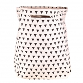 Plátený kôš na bielizeň so stojanom biely s trojuholníkmi