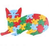 Vzdělávací drevené puzzle mačka